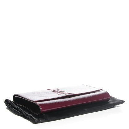 Saint Laurent Textured Patent Monogram Large Belle De Jour Clutch Burgundy 4 of 7