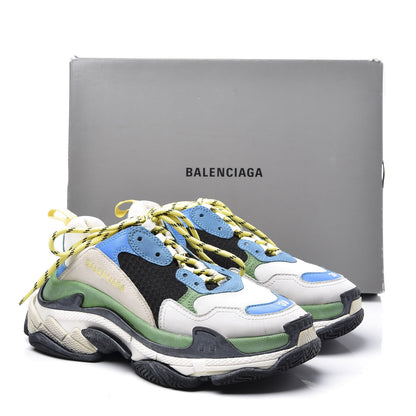 Balenciaga Fabric Mesh Nappa Mens Triple S Sneakers 39 Bleu White Vert Jaune 10 of 10