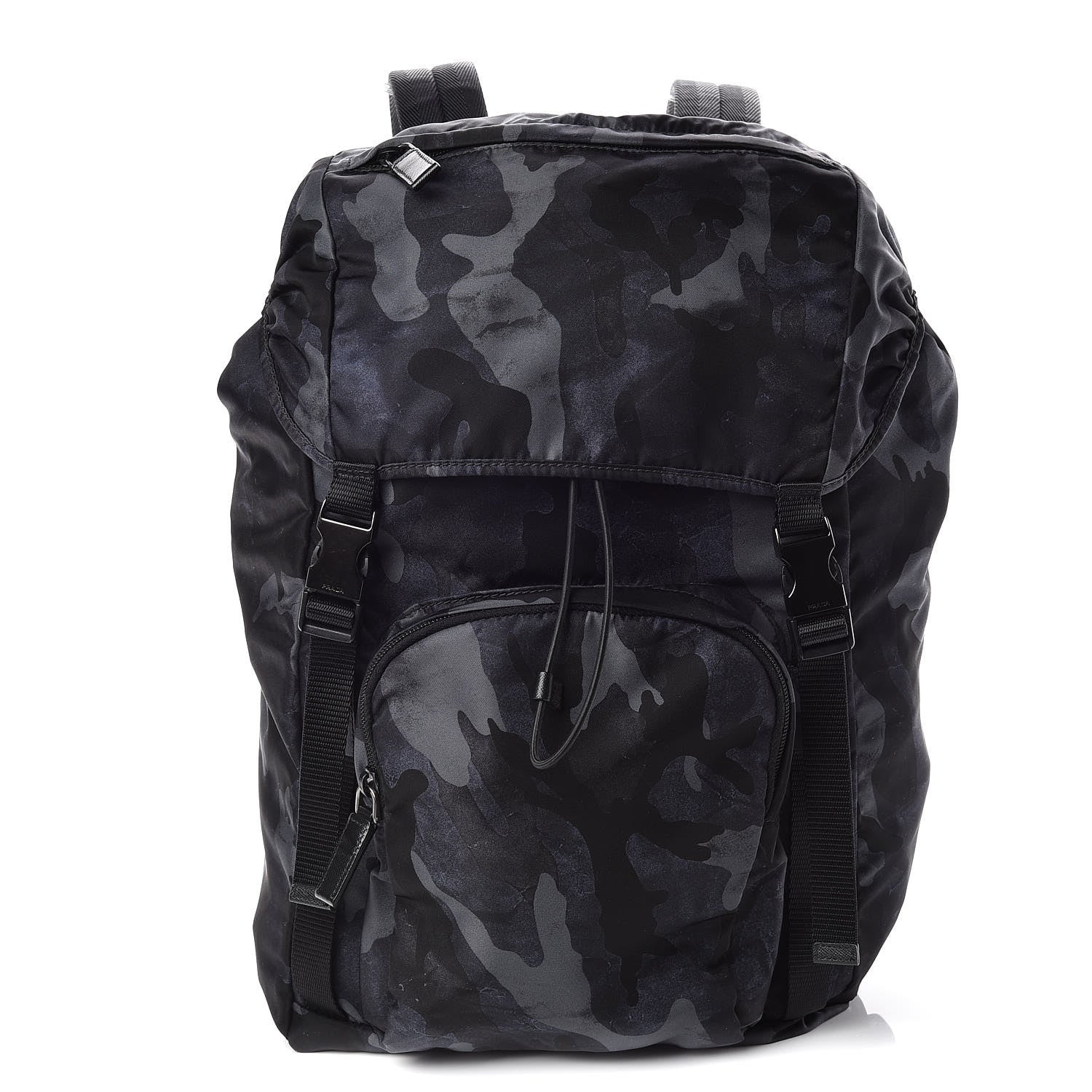 Prada Tessuto Nylon Camouflage Print Double Buckle Backpack Fumo 1 of 10