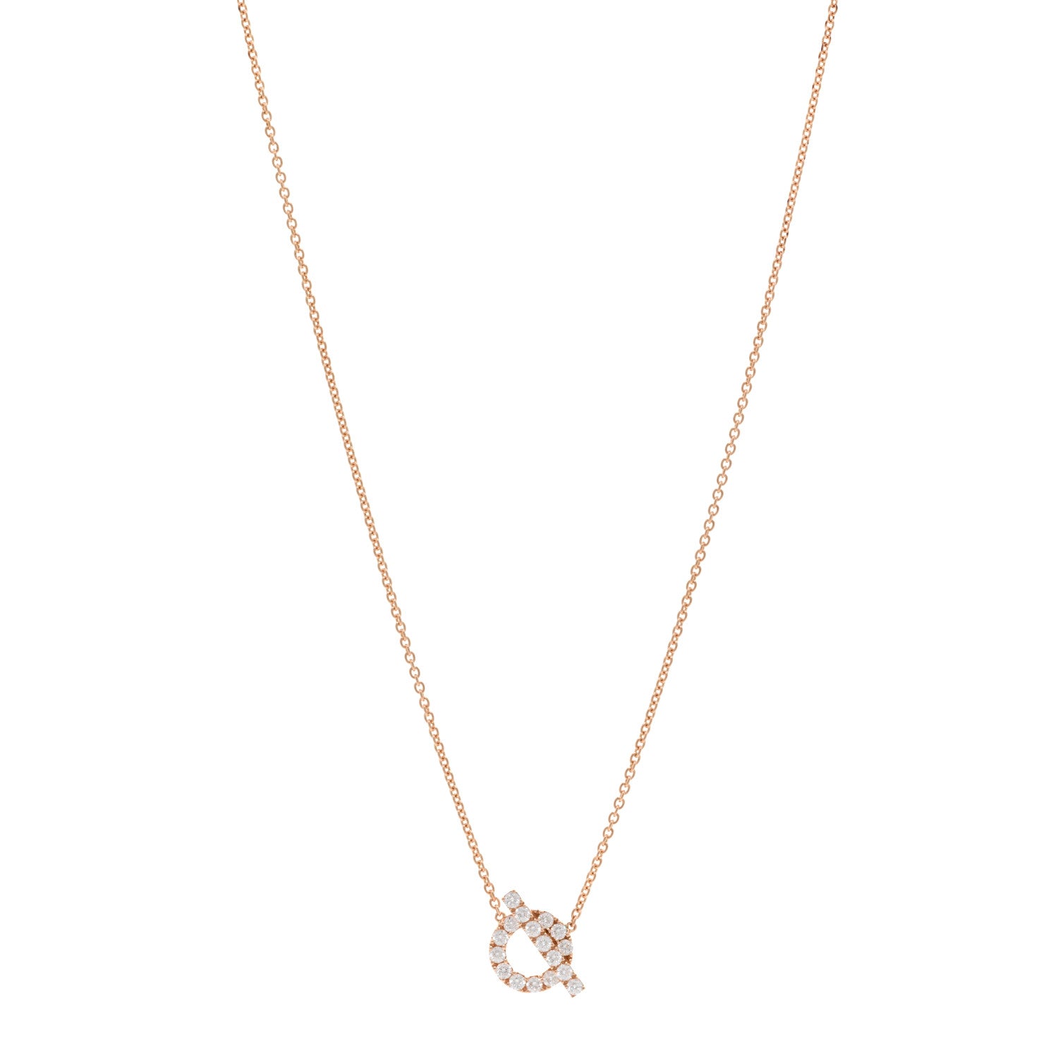 Hermes 18K Rose Gold Diamond Finesse Pendant Necklace 1 of 5
