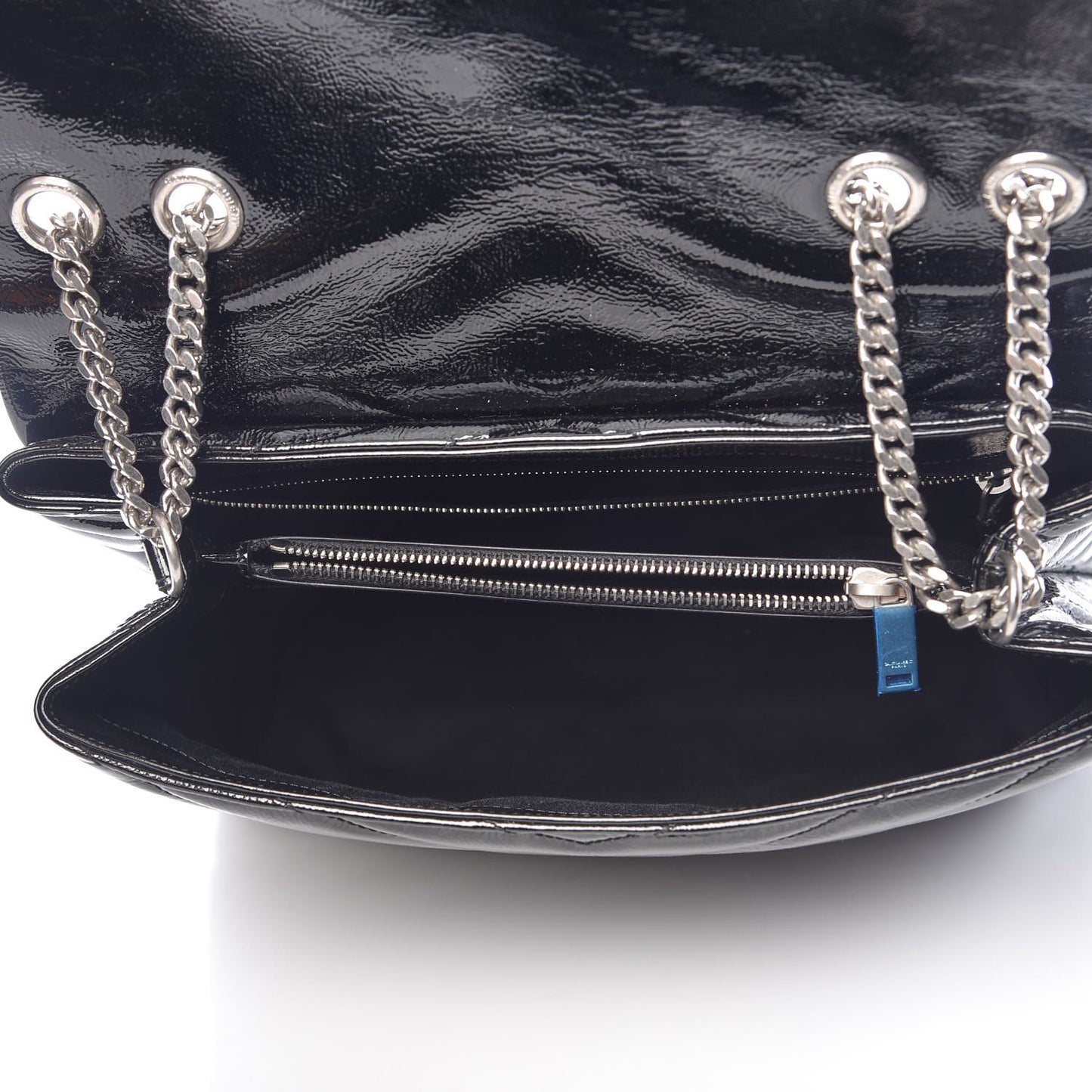 Patent Y Quilted Monogram Medium Loulou Chain Satchel Black