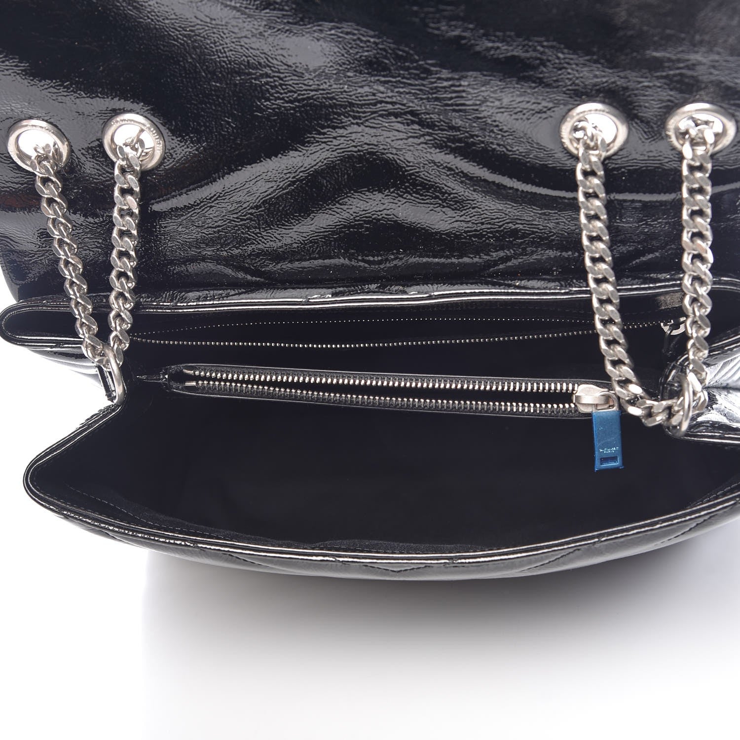 Saint Laurent Patent Y Quilted Monogram Medium Loulou Chain Satchel Black 5 of 7
