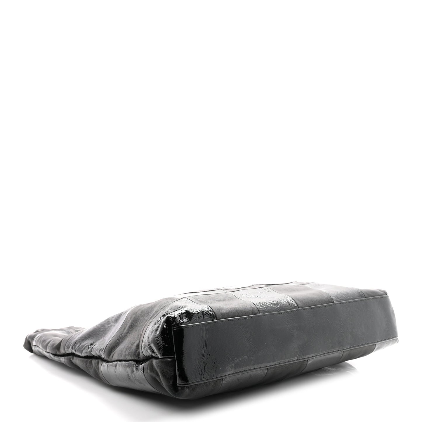 Patent Calfskin Patchwork Brooklyn Tote Black
