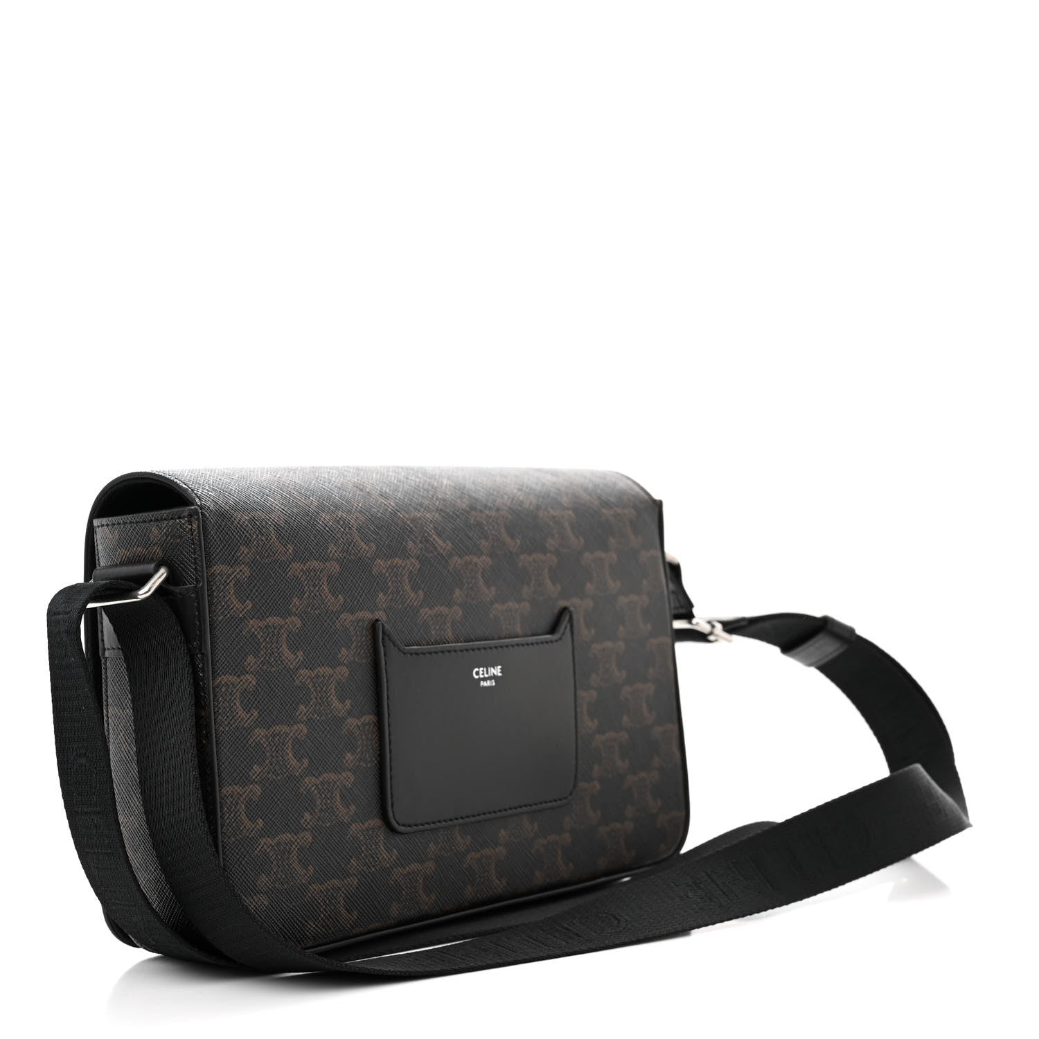 Celine Triomphe Canvas Calfskin Flap Messenger Bag Black 3 of 10