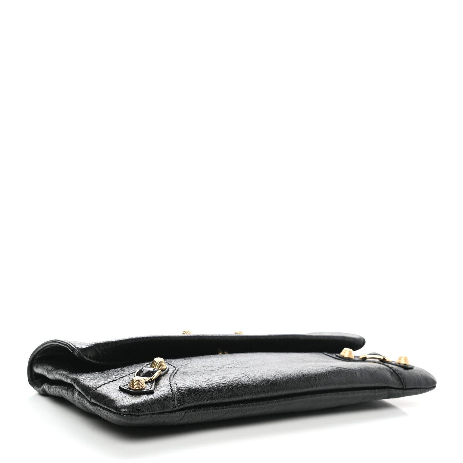 Balenciaga Agneau Giant 12 Gold Hardware Envelope Strap Clutch Black 5 of 10