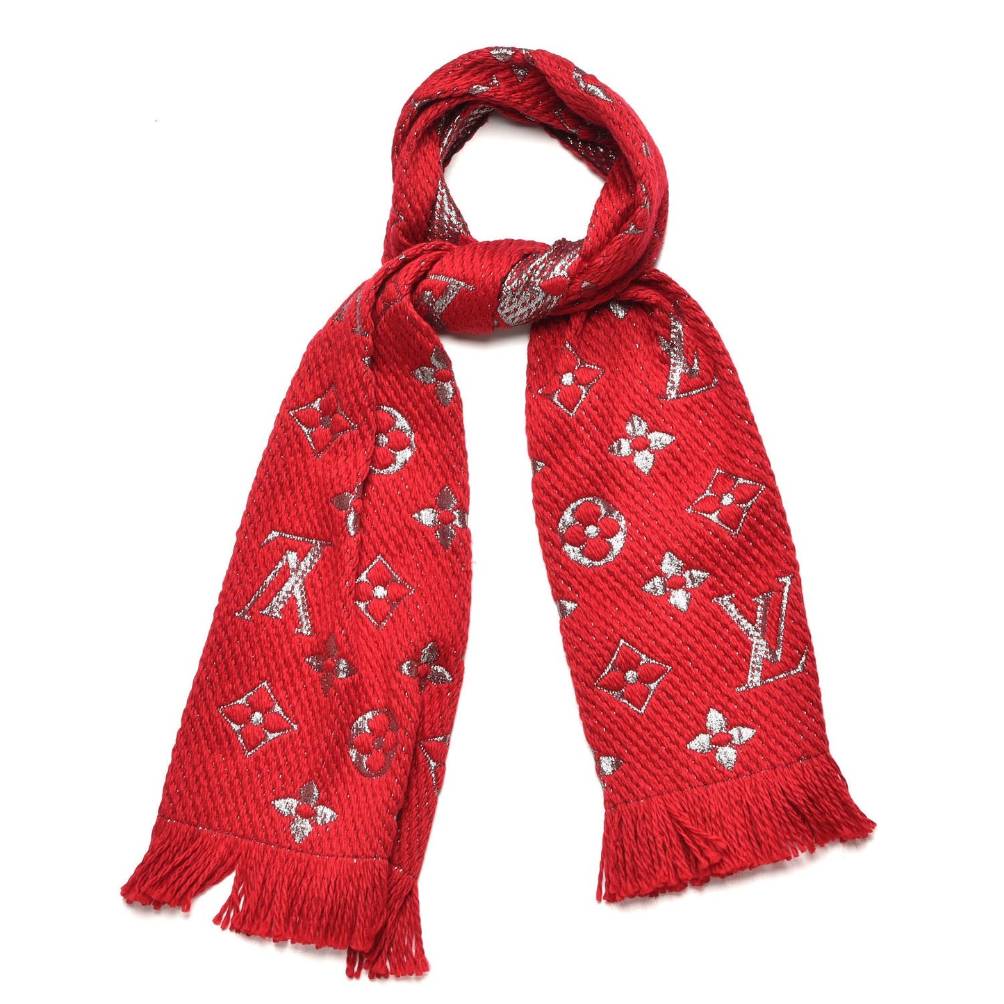 Wool Silk Logomania Shine Scarf Rubis