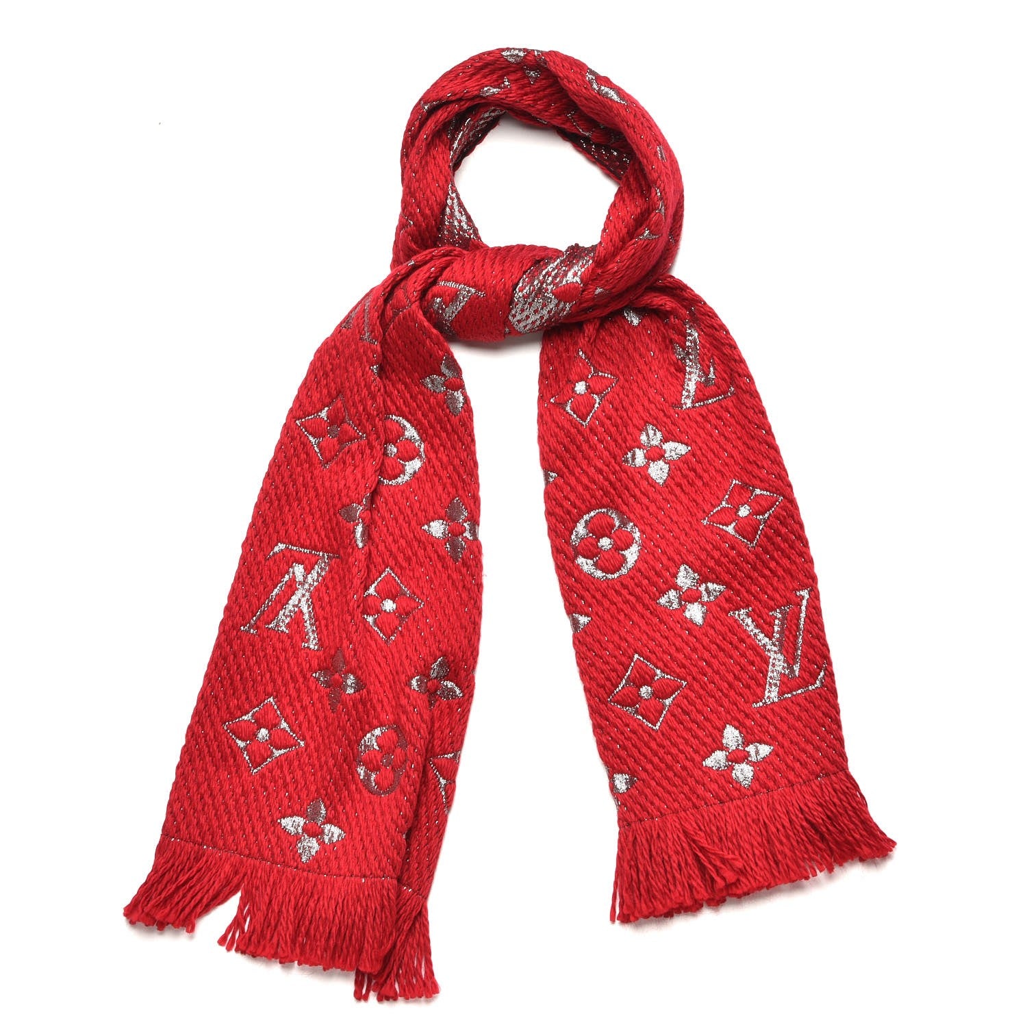 Louis Vuitton Wool Silk Logomania Shine Scarf Rubis 1 of 4
