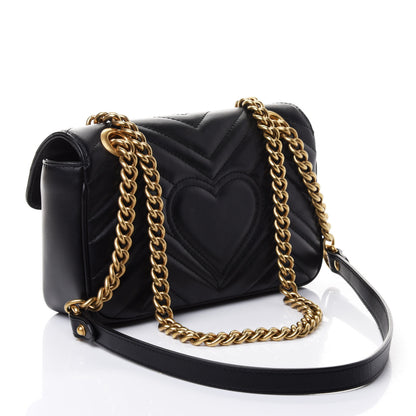 Gucci Calfskin Matelasse Mini GG Marmont Shoulder Bag Black 2 of 4