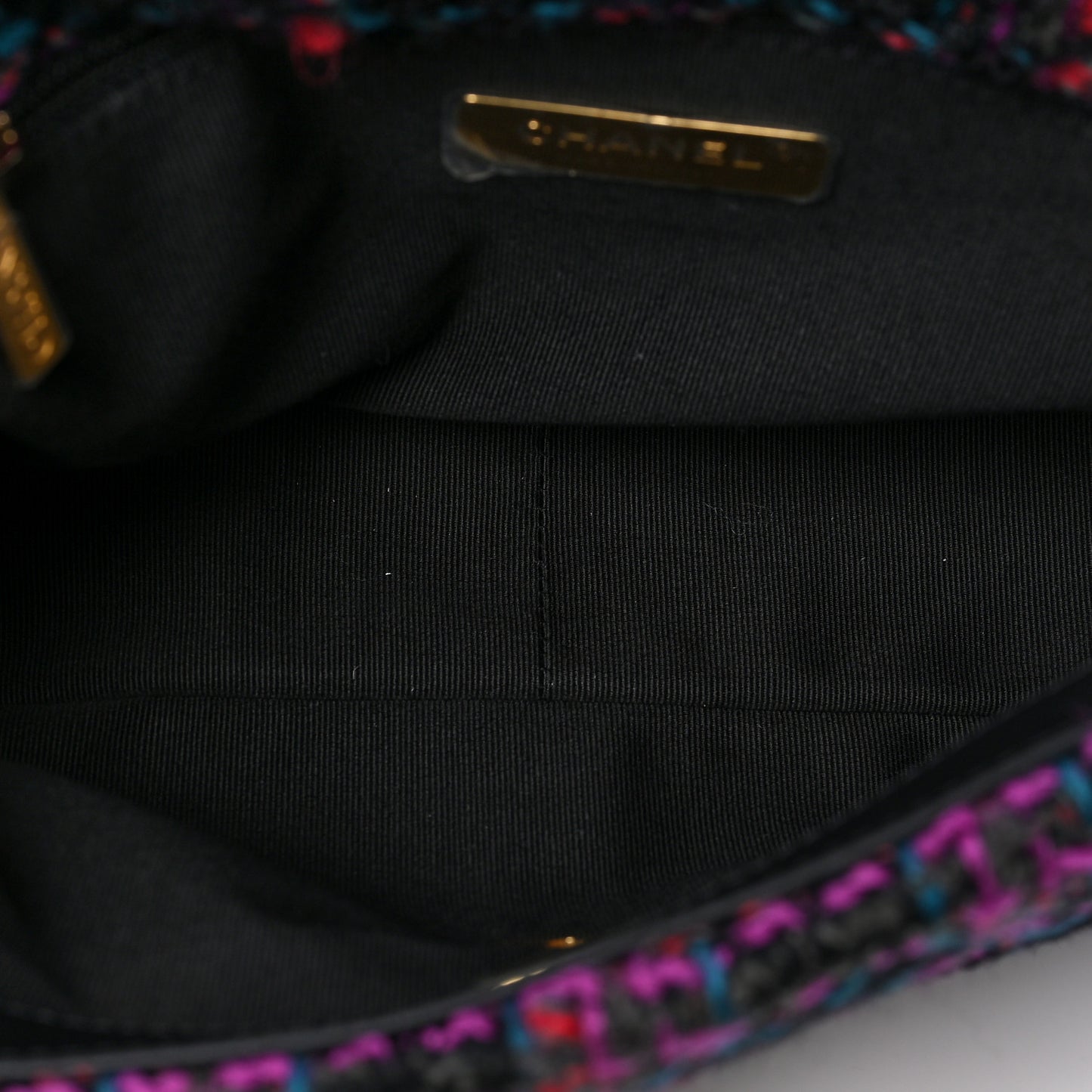 Tweed Quilted Medium Chanel 19 Flap Black Blue Purple