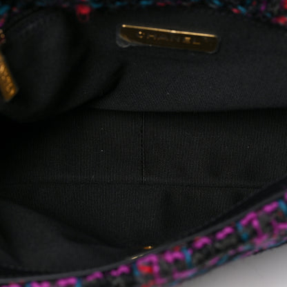 Chanel Tweed Quilted Medium Chanel 19 Flap Black Blue Purple 5 of 9