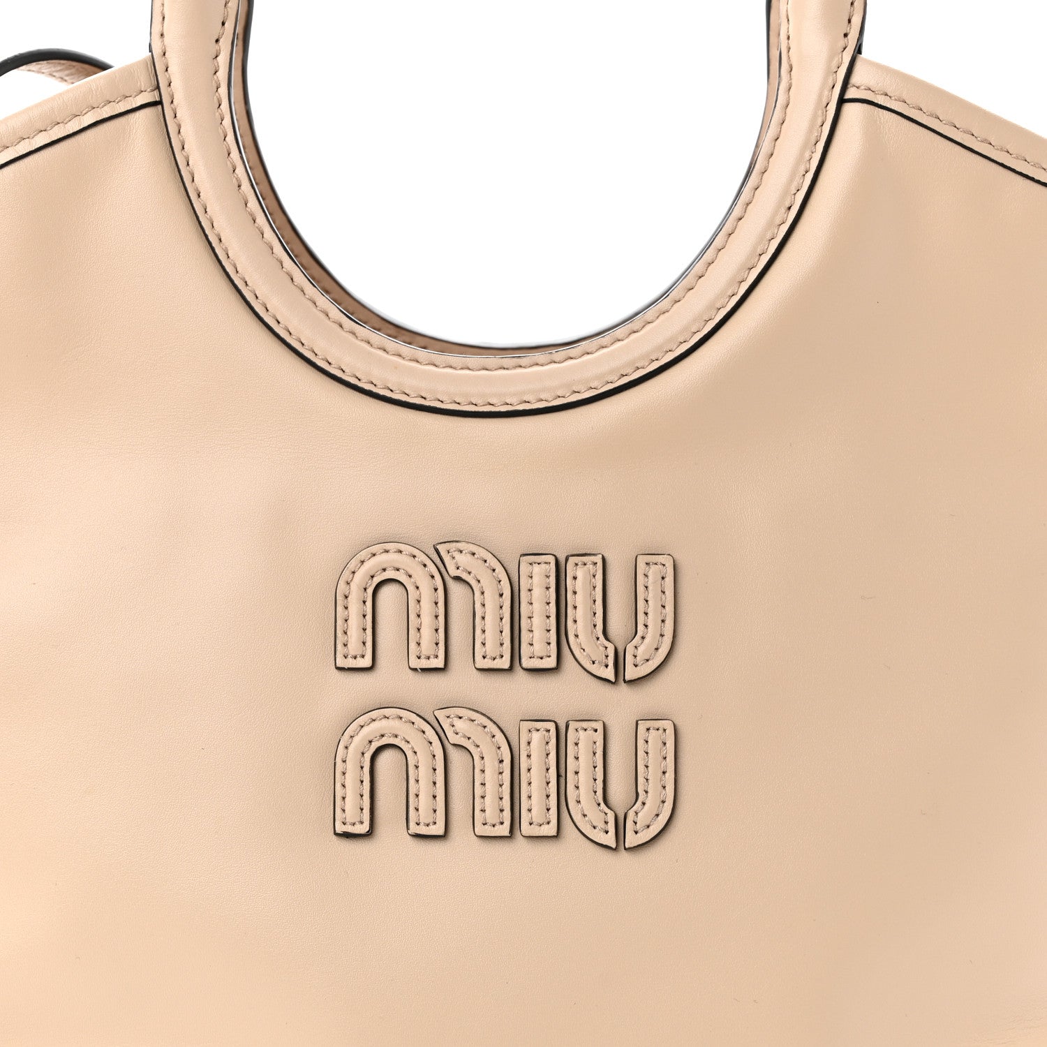 Miu Miu Soft Calf Softy Small Ivy Tote Bag  Travertine Stone 3 of 10