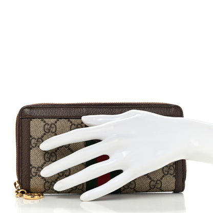 Gucci GG Supreme Monogram Web Ophidia Zip Around Wallet Brown 2 of 8