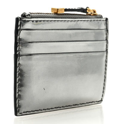 Christian Dior Metallic Calfskin D-Fence Card Holder Silver 3 of 6