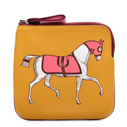 Hermes Swift Couverture Nouvelle Carre Pocket Pouch Jaune Ambre Rose D'Ete 1 of 9