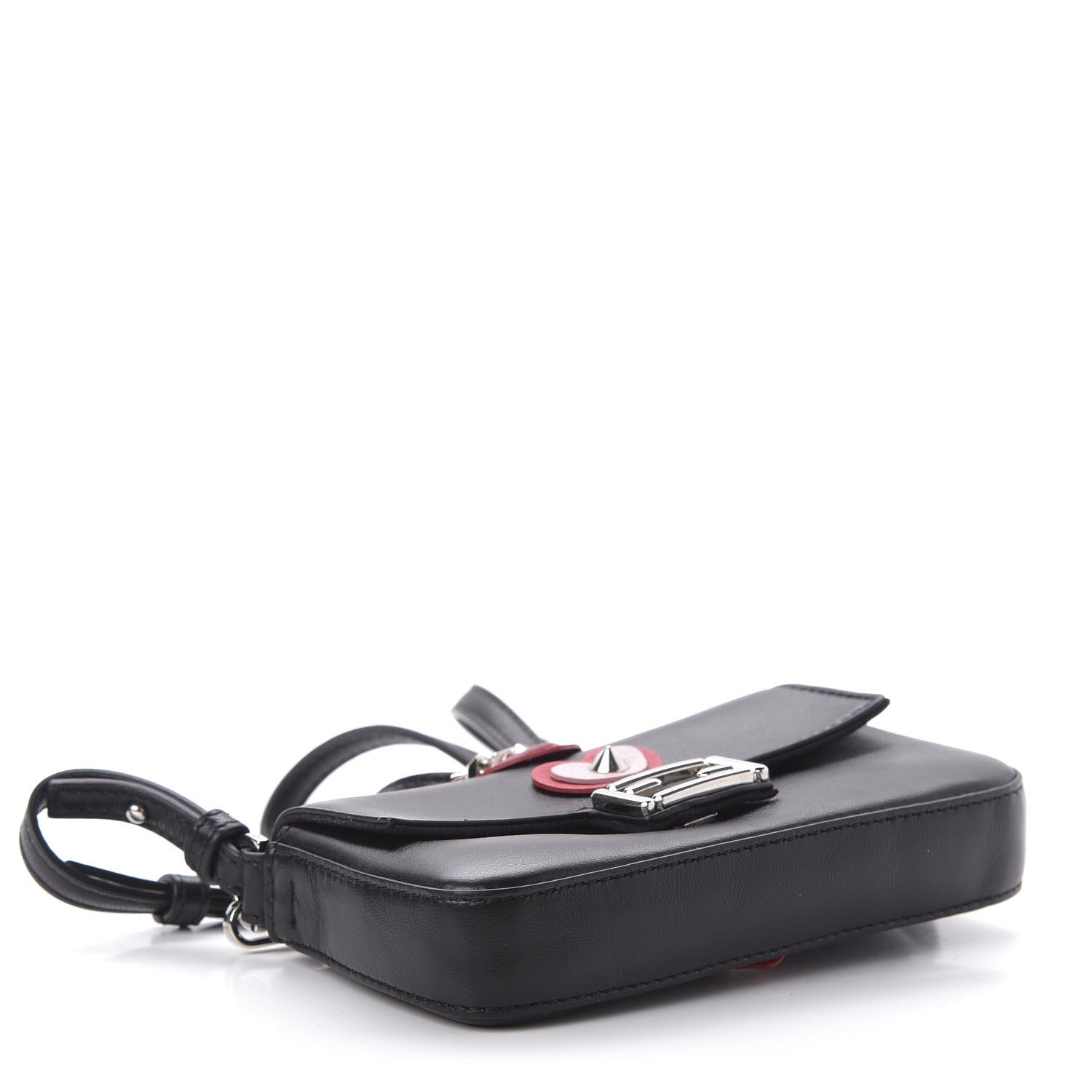 Fendi Lambskin Studded Heart Micro Baguette Black 4 of 9