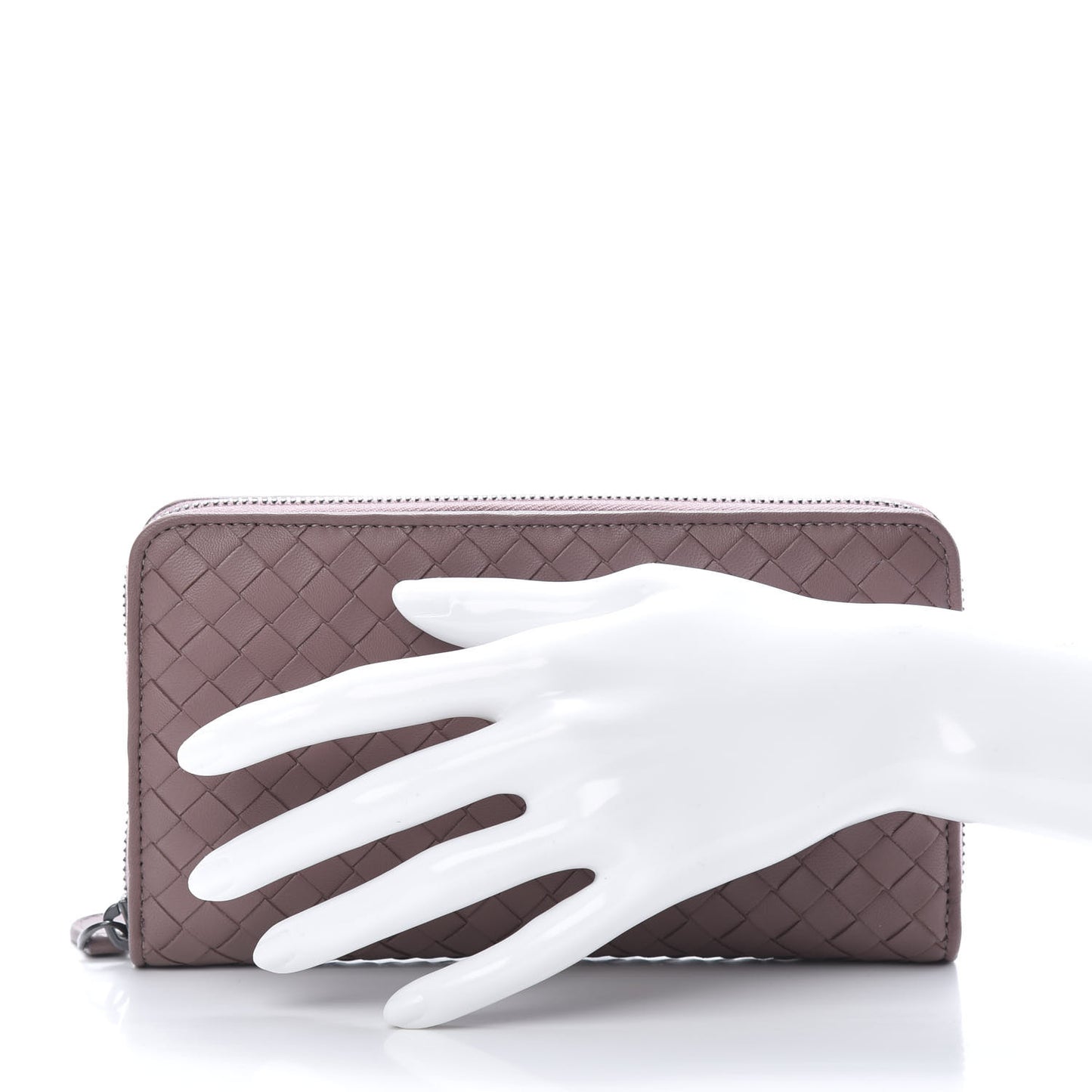 Nappa Intrecciato Zip Around Wallet Deco Rose