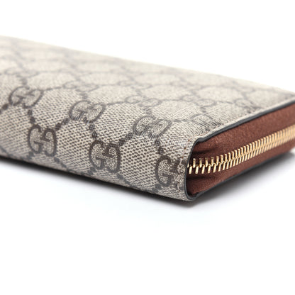 Gucci GG Supreme Monogram Cuoio Toscano Zip Around Wallet Beige Ebony Cuir 7 of 14
