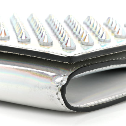 Christian Louboutin Metallic Patent Calfskin Spikes Boudoir Chain Wallet Silver 8 of 18