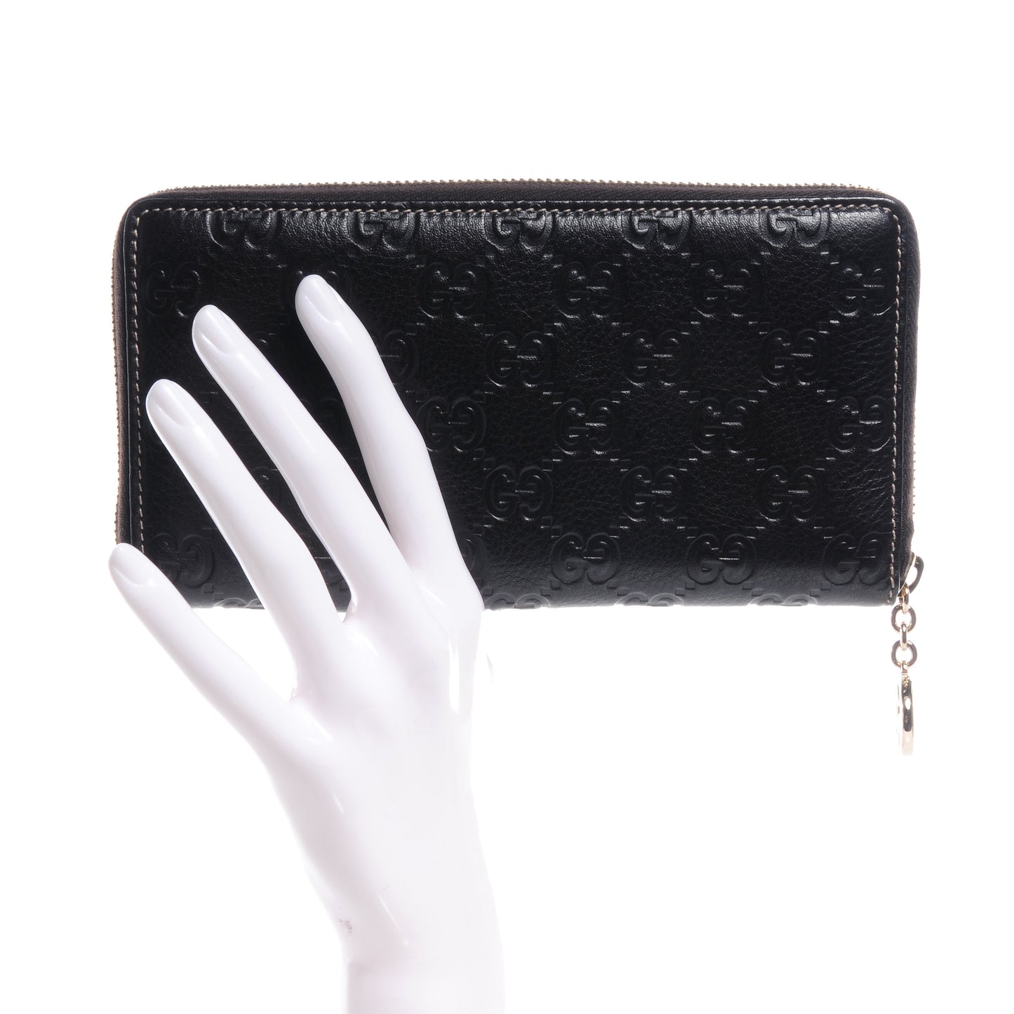 Guccissima GG Pierce Zip Around Wallet Dark Brown