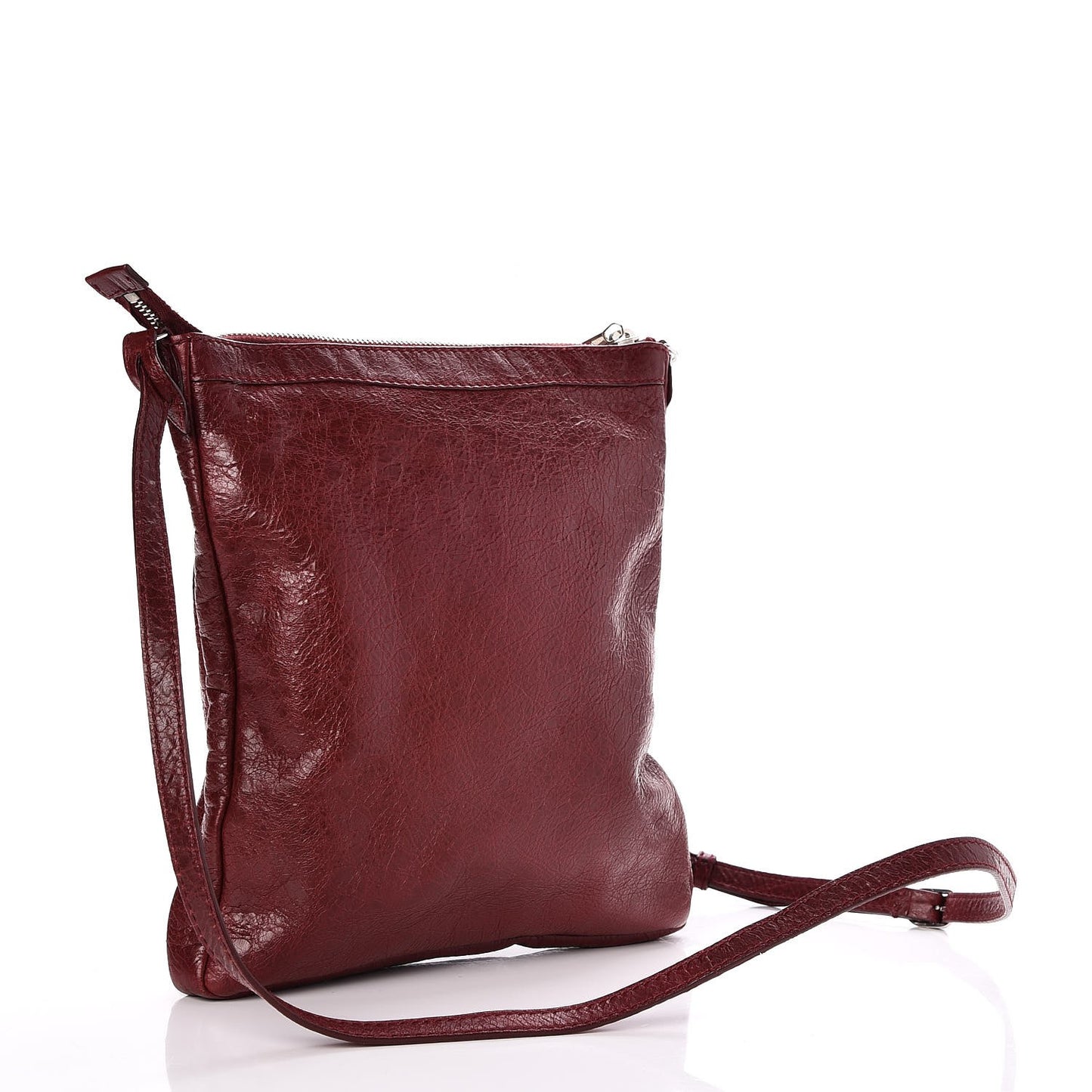 Agneau Giant 12 Silver Hardware Flat Crossbody Rouge Cerise