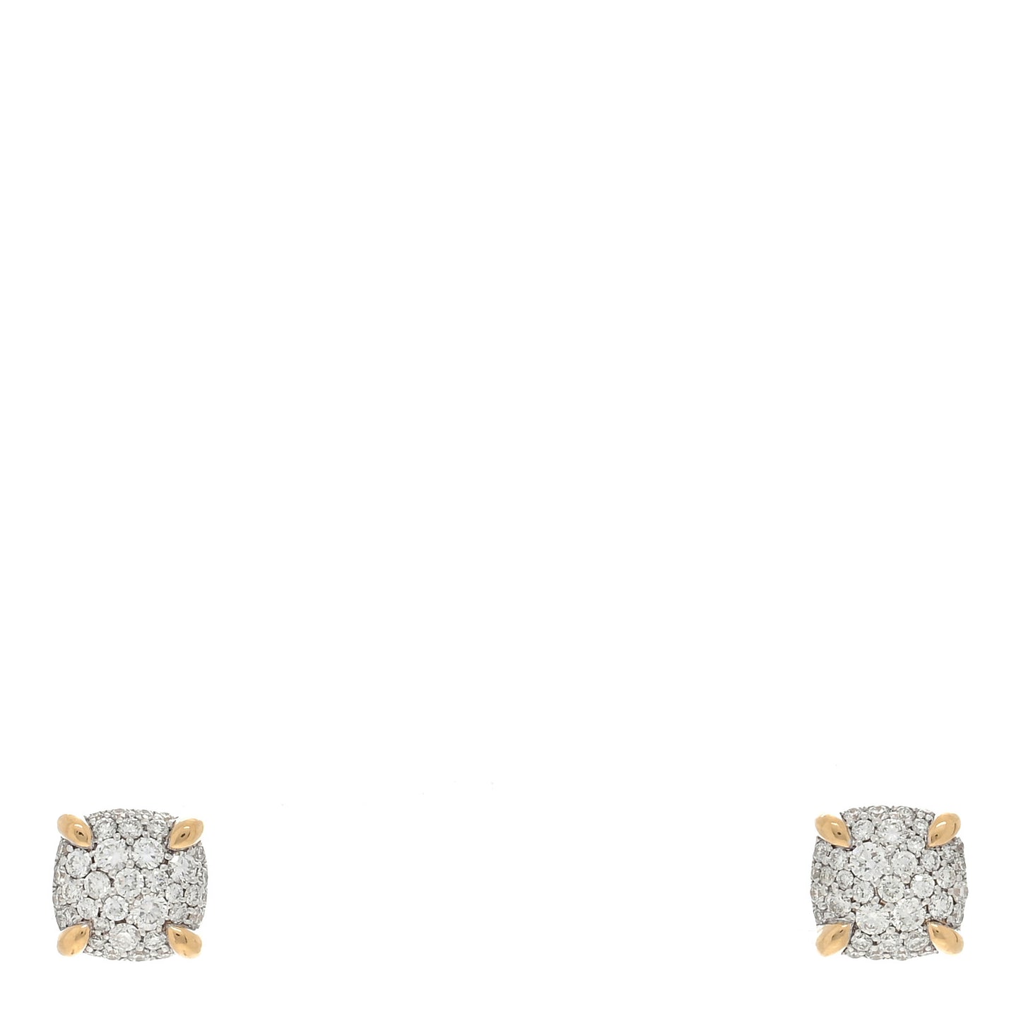 18K Yellow Gold Diamond 8mm Chatelaine Pave Stud Earrings