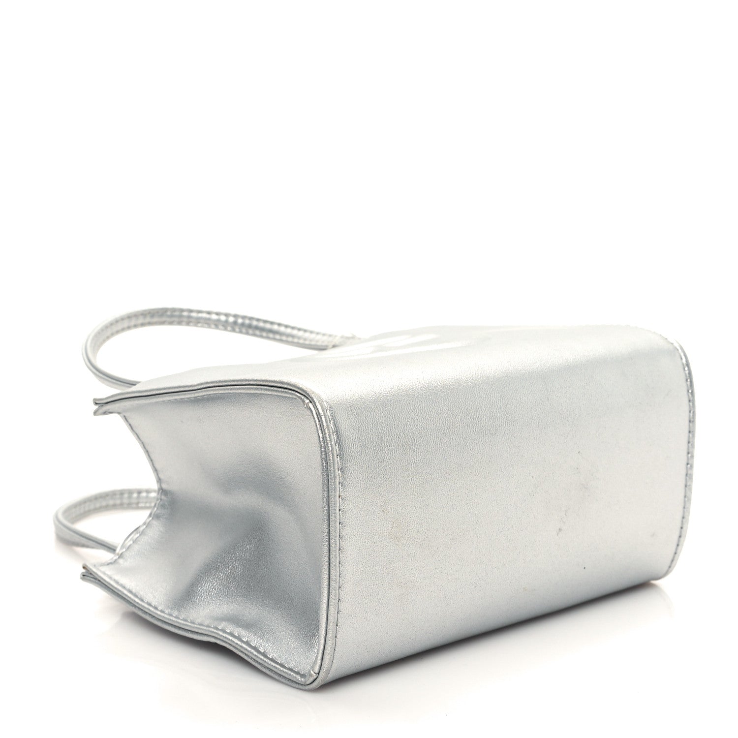 Telfar Metallic Vegan Leather Small Shopping Bag Silver 4 of 12