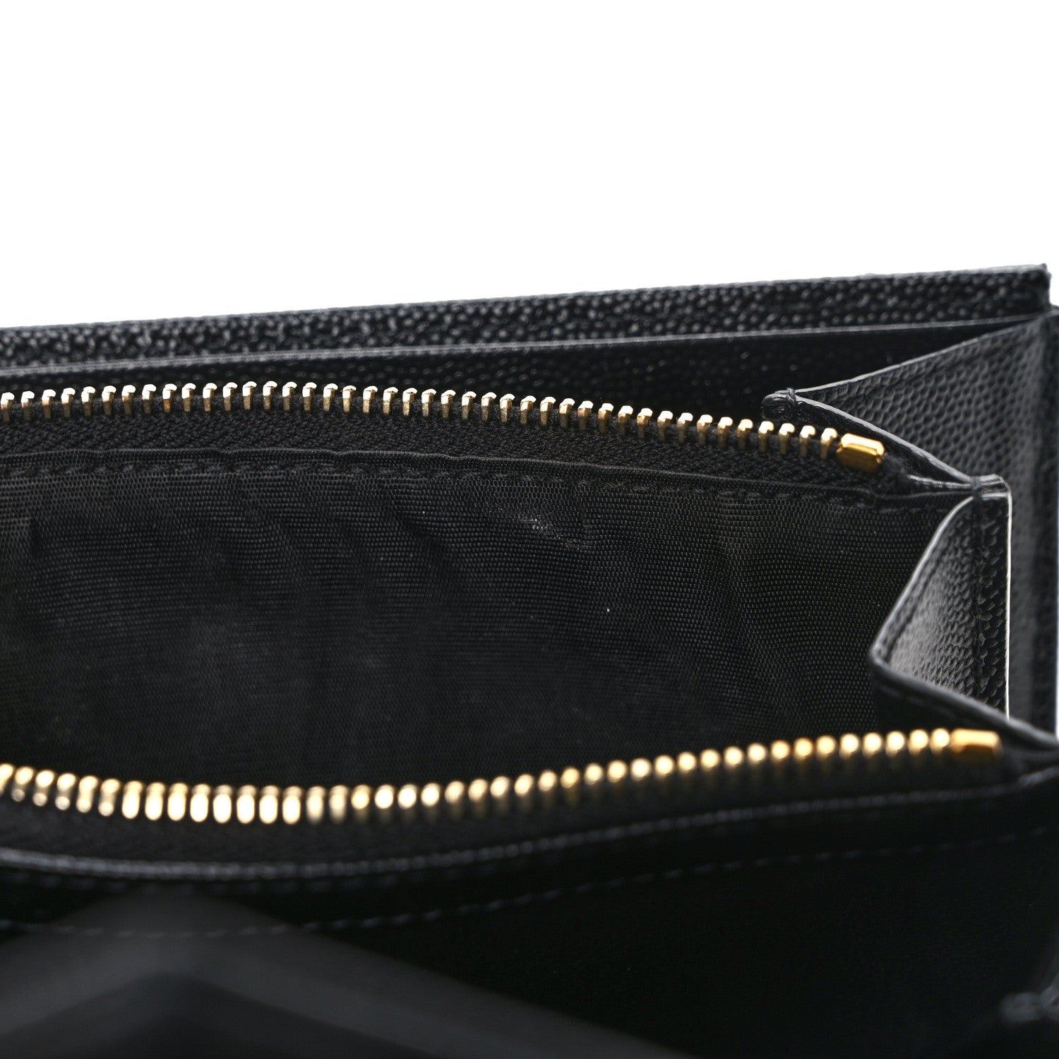Saint Laurent Grain De Poudre Matelasse Chevron Monogram Flap Wallet Black 10 of 11