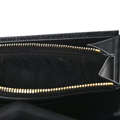 Saint Laurent Grain De Poudre Matelasse Chevron Monogram Flap Wallet Black 10 of 11