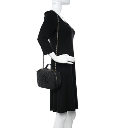 Chanel Caviar Quilted CC Small Top Handle Vanity Case Black 2 of 10