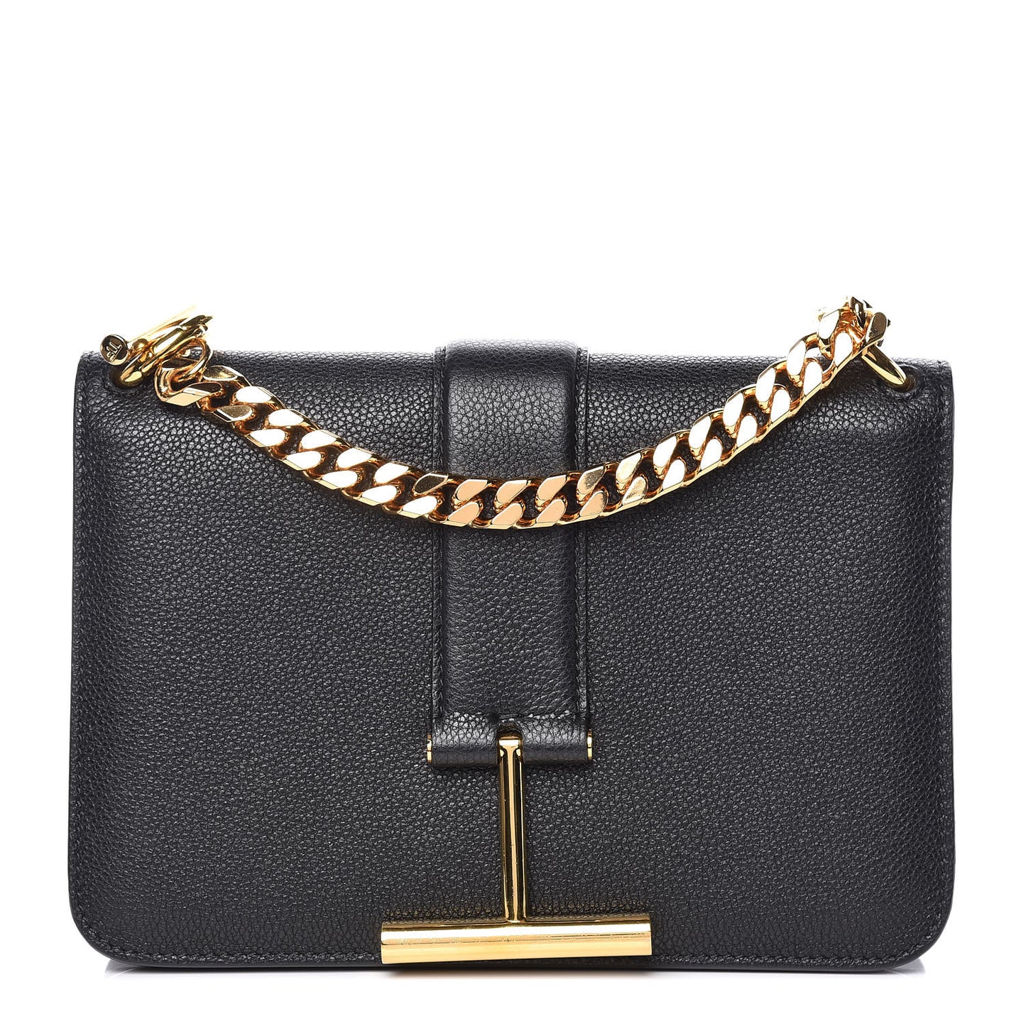 Grained Calfskin Tara Chain Shoulder Bag Black