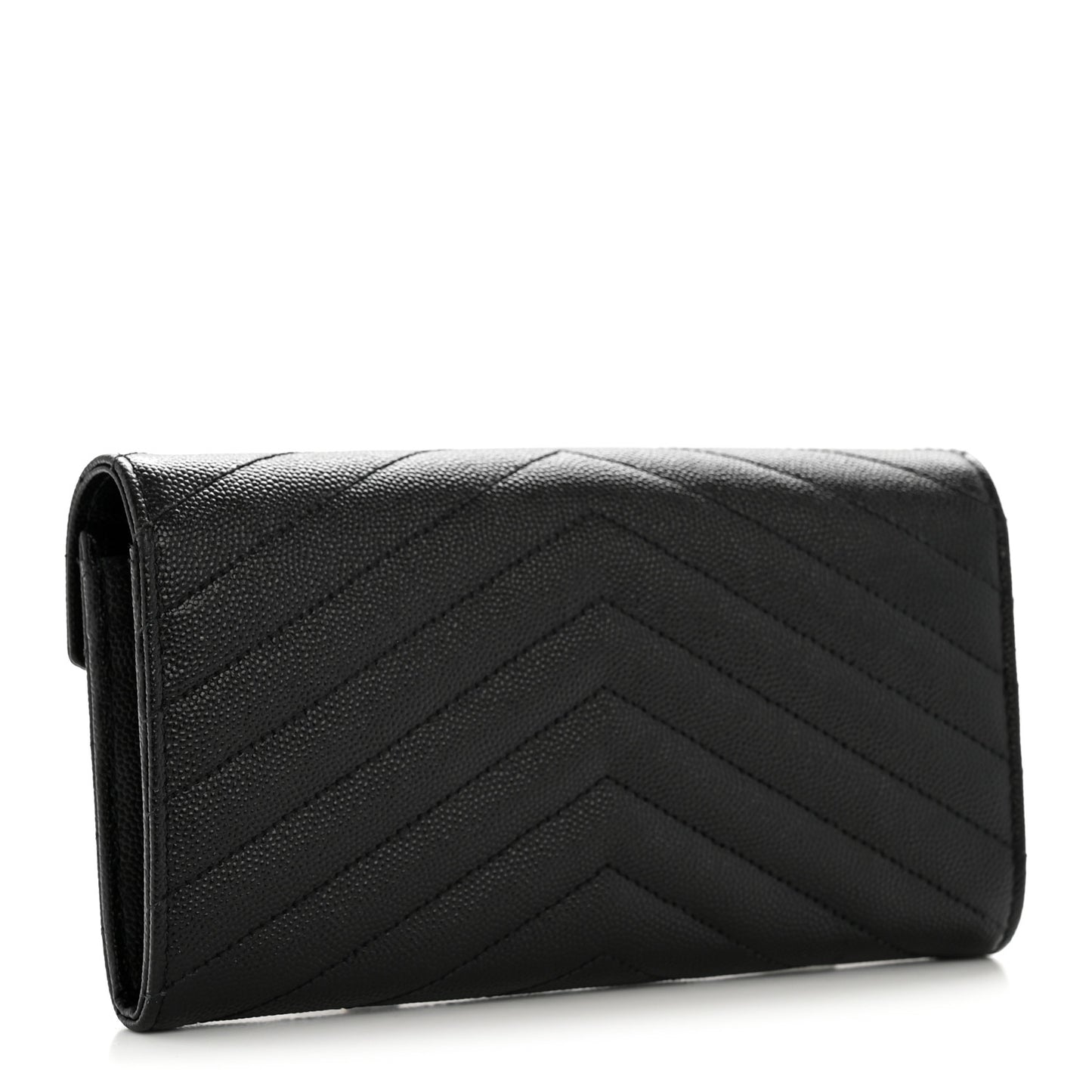 Grain De Poudre Matelasse Chevron Monogram Flap Wallet Black
