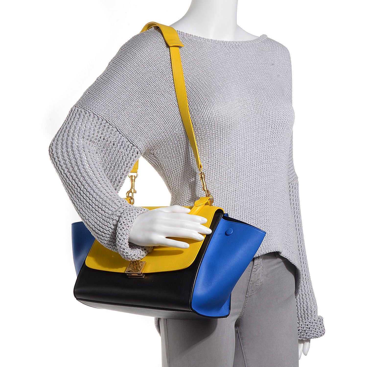 Celine Smooth Calfskin Small Tri-Color Trapeze Sunflower 2 of 9