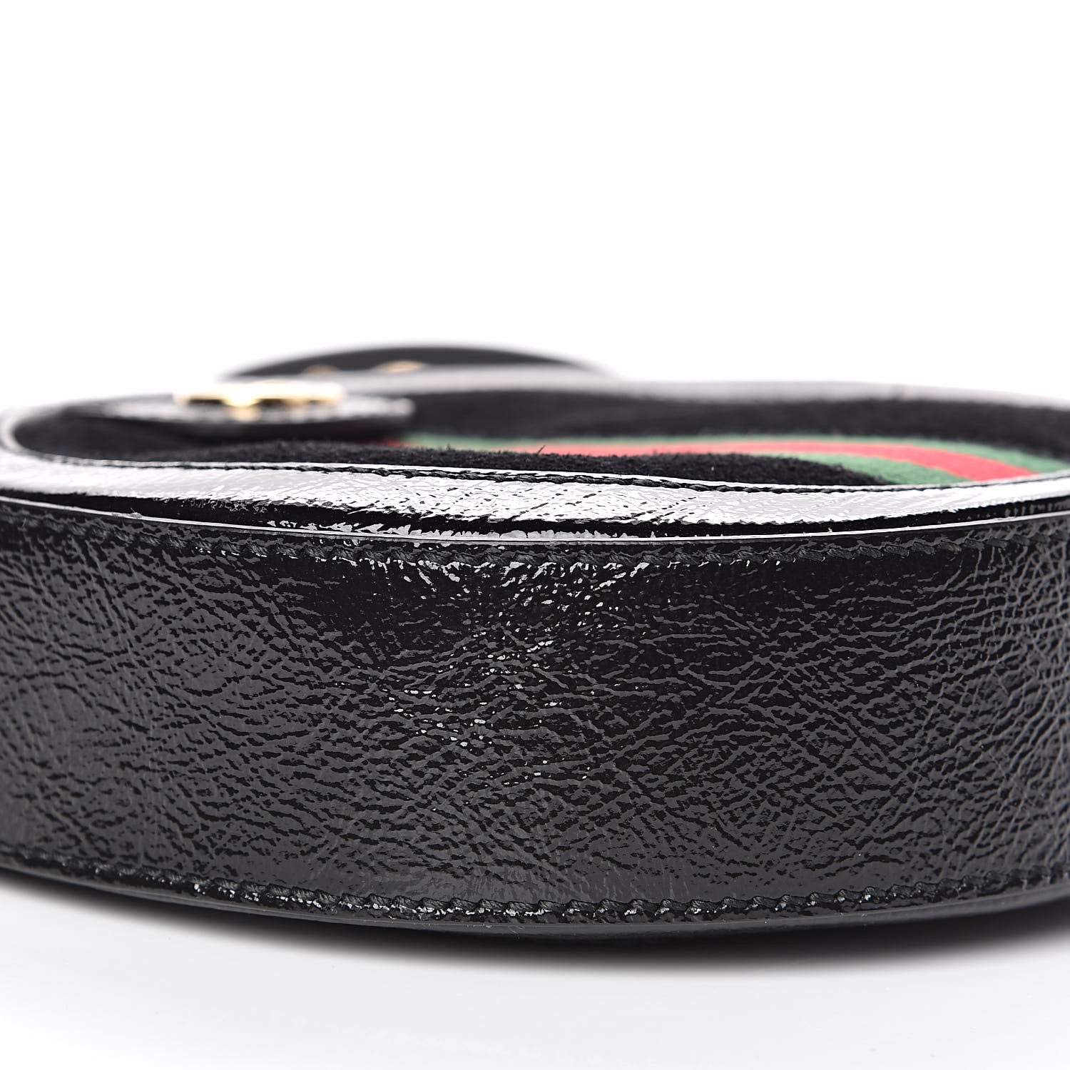 Gucci Suede Patent Web Mini Ophidia Round Shoulder Bag Black 8 of 10