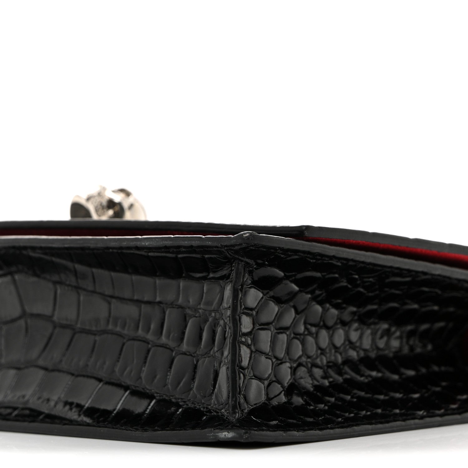 Alexander McQueen Calfskin Crocodile Embossed Skull Mini Crossbody Bag Black 10 of 12