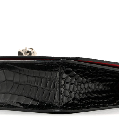 Alexander McQueen Calfskin Crocodile Embossed Skull Mini Crossbody Bag Black 10 of 12