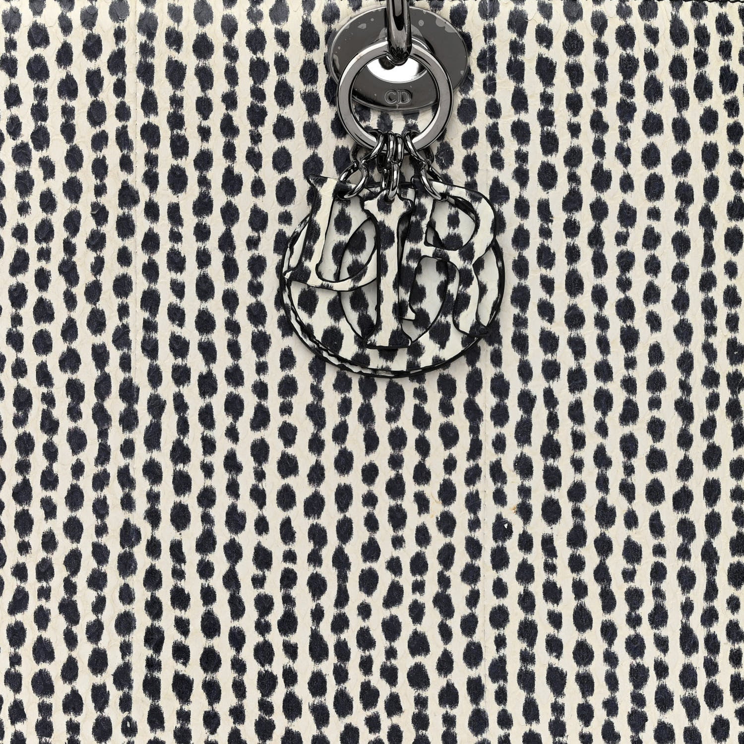 Christian Dior Snakeskin Large Lady Dior Black White 8 of 10