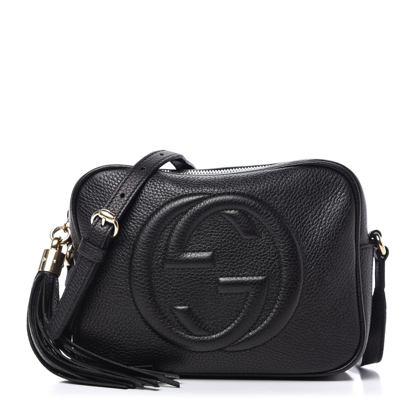 Pebbled Calfskin Small Soho Disco Bag Black