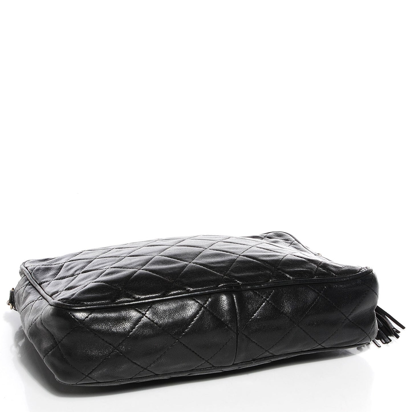 Lambskin Quilted Tassel Camera Case Black