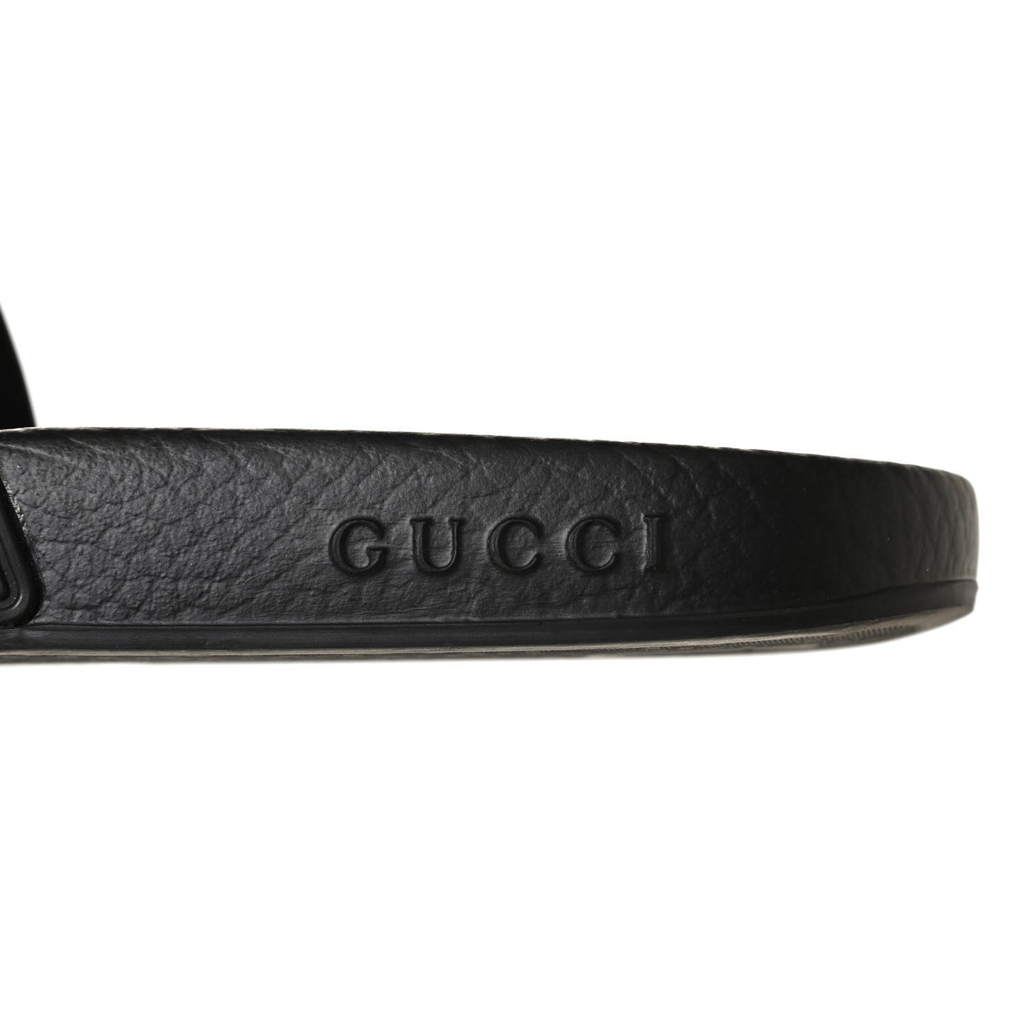 Rubber GG Monogram Perforated Womens Slide Sandals 38 Black