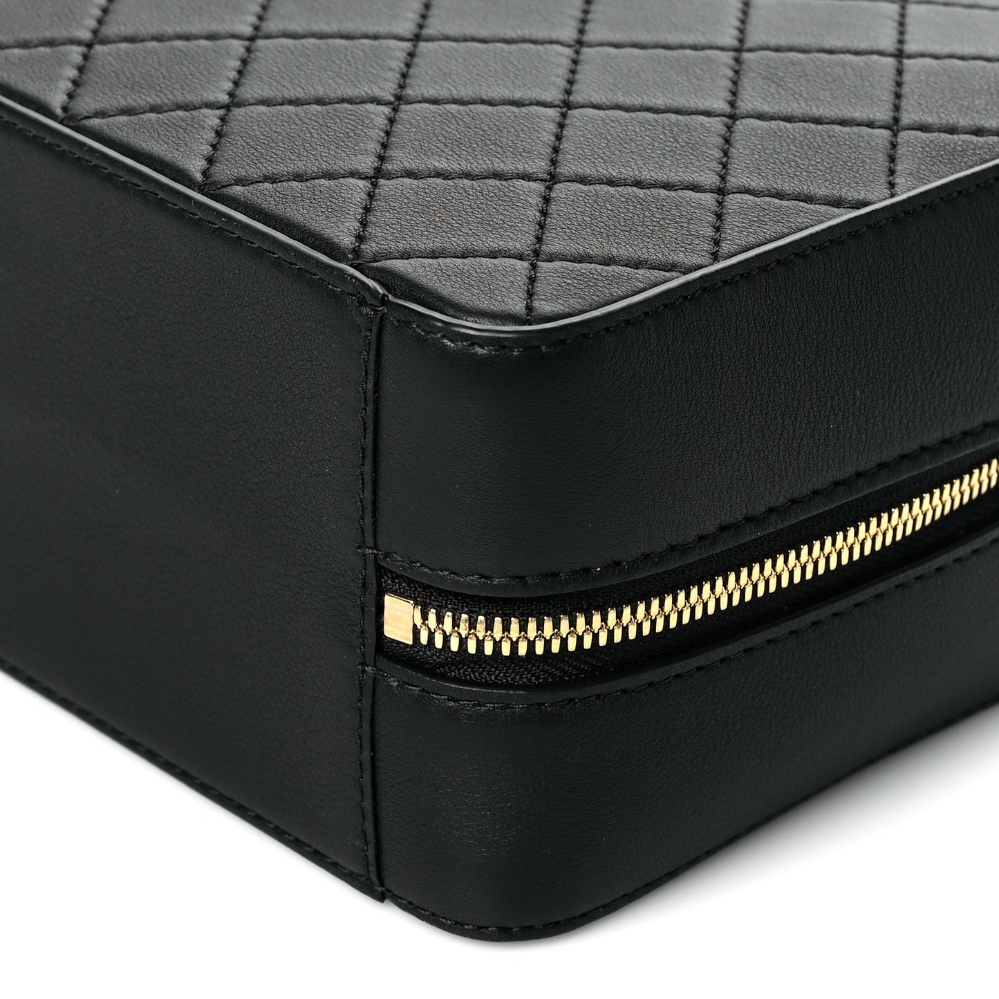 Calfskin Quilted Travel Kit Vanity Case Black