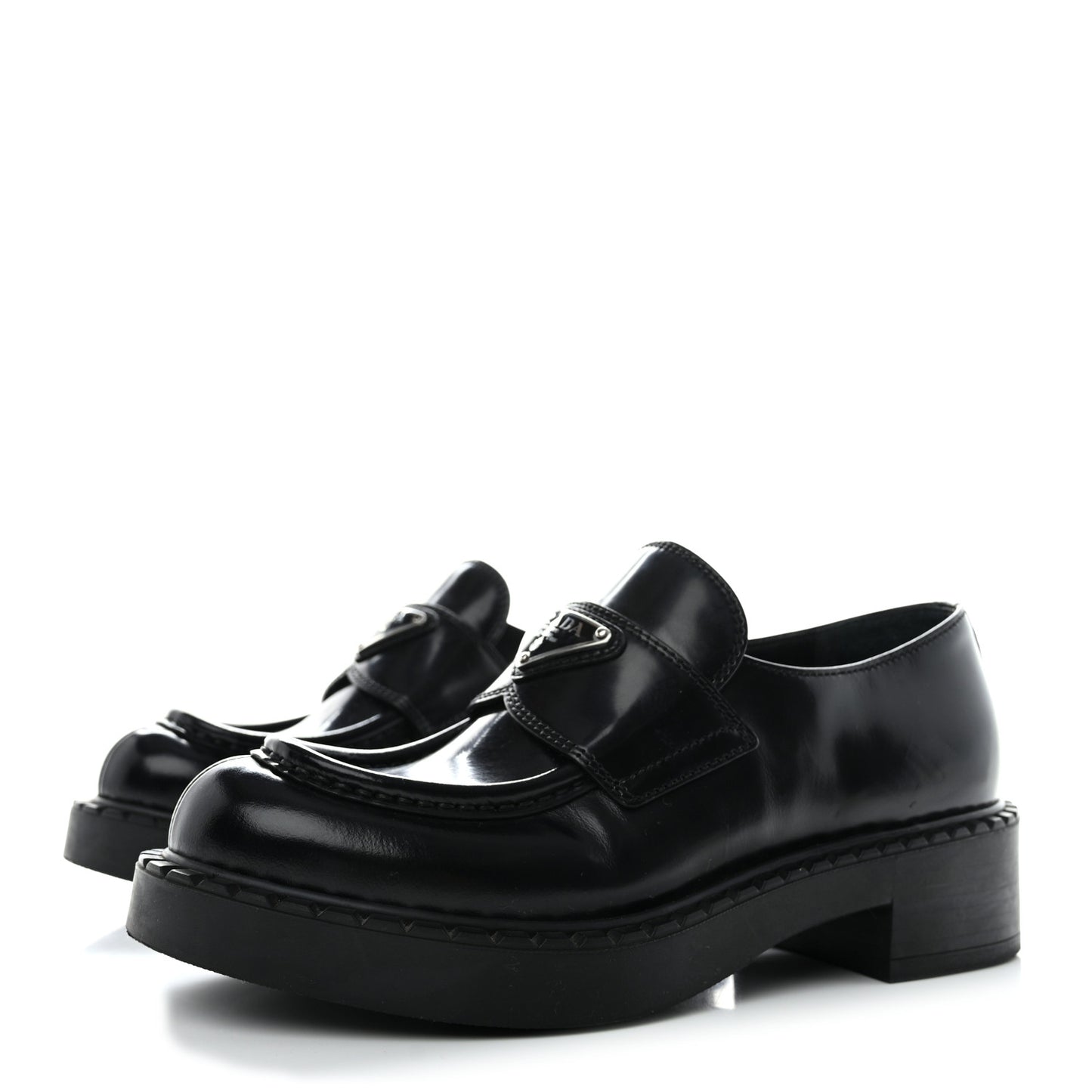 Spazzolato Metal Triangle Logo 50mm Loafers 35 Black
