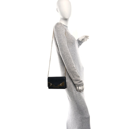 Fendi Vitello Liberty Lucido Metal Monster Eyes Tube Wallet on Chain Black 2 of 10