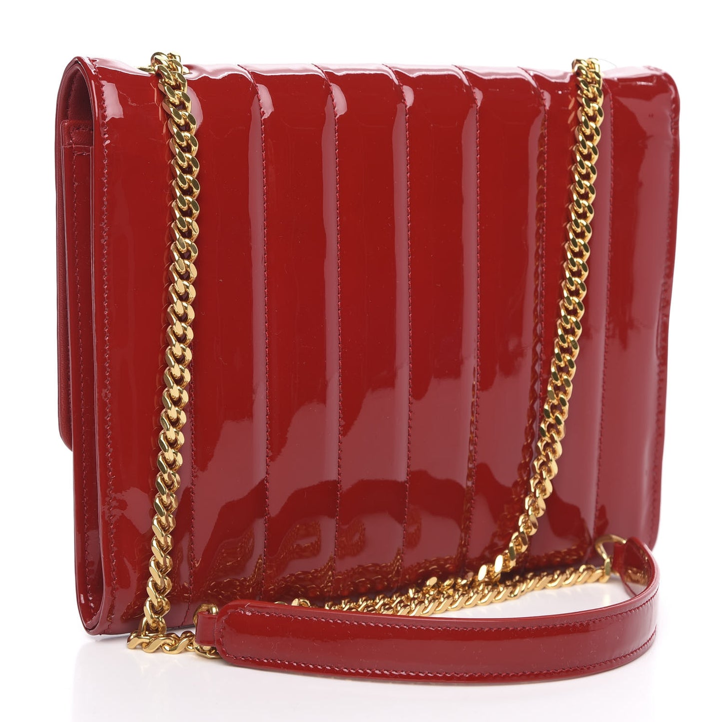 Patent Calfskin Matelasse Vicky Chain Wallet Rouge Eros