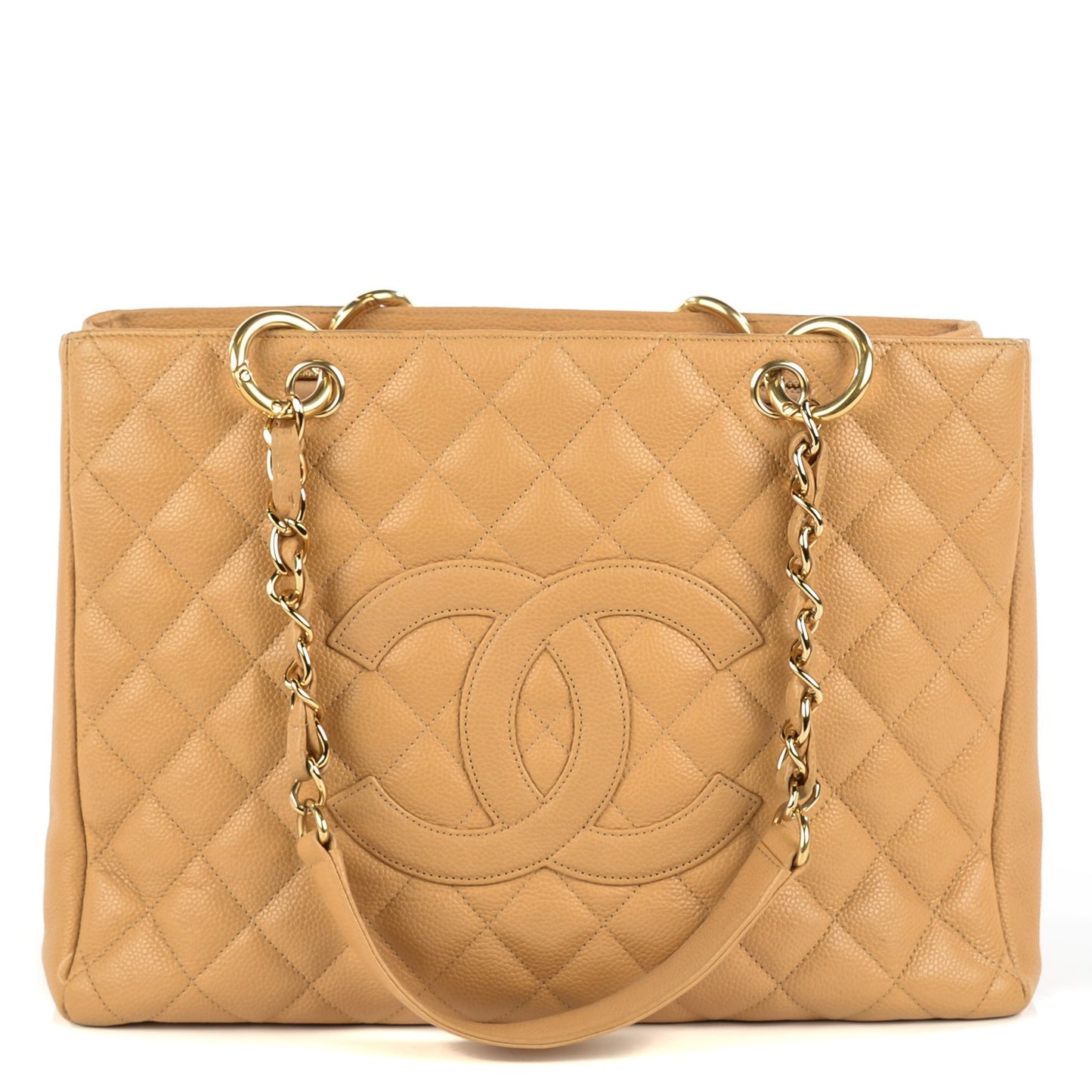 Caviar Quilted Grand Shopping Tote GST Beige