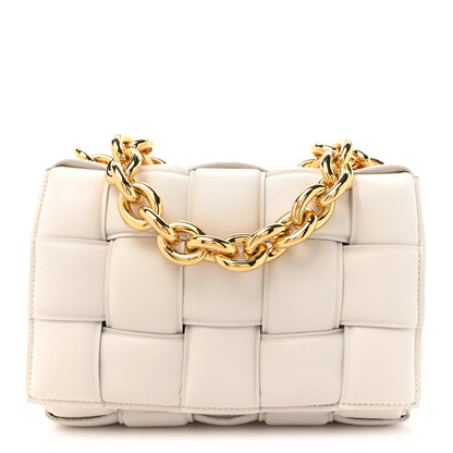 Bottega Veneta Lambskin Maxi Intreccio Padded Chain Cassette Crossbody Bag White 1 of 11
