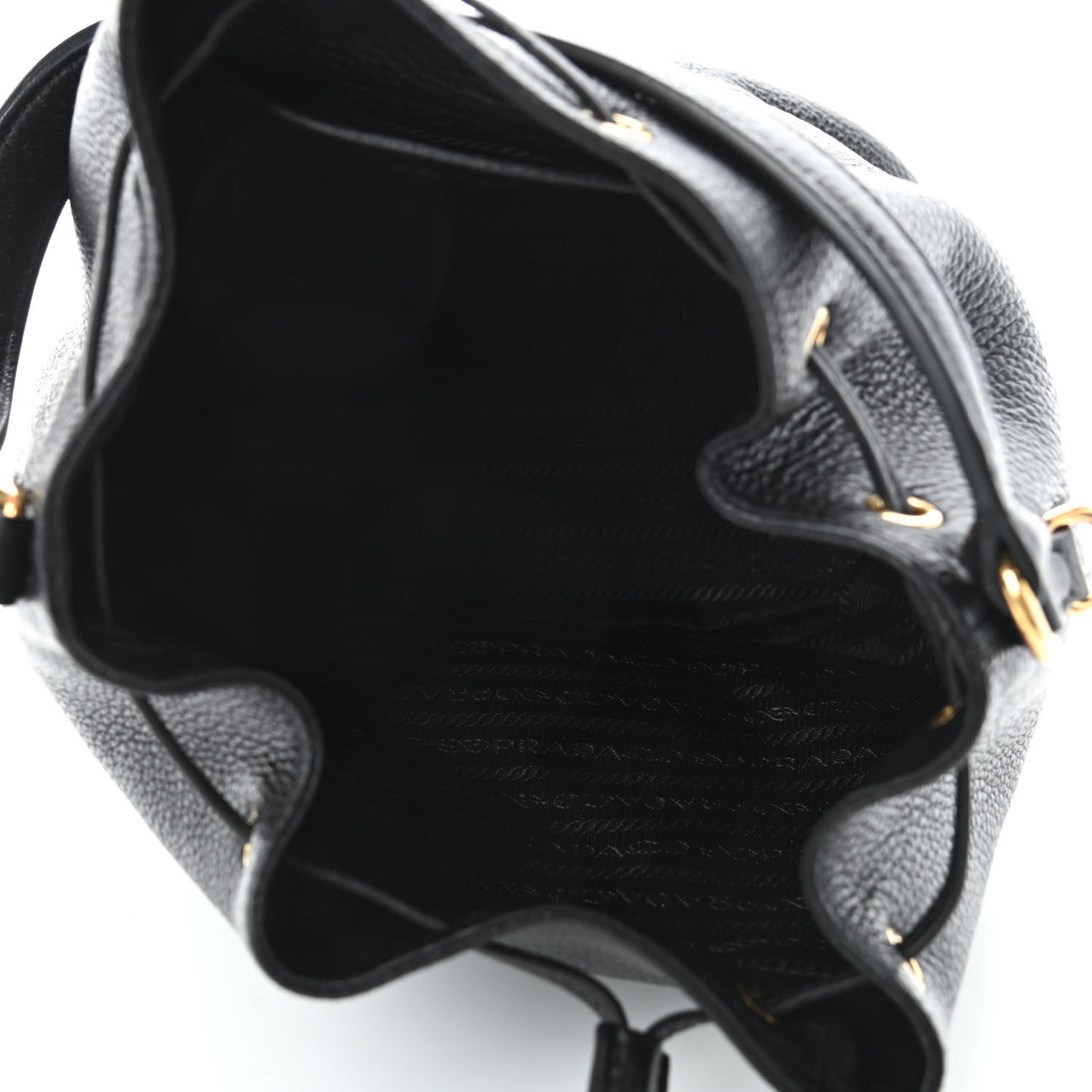 Vitello Daino Drawstring Bucket Black