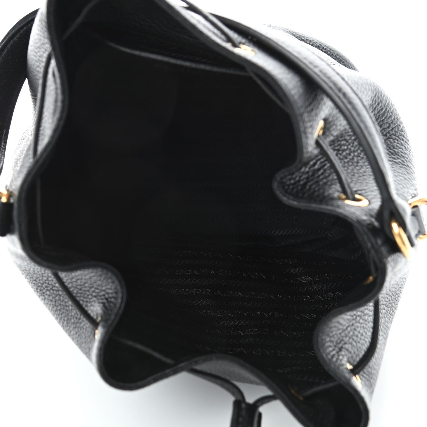 Prada Vitello Daino Drawstring Bucket Black 4 of 4