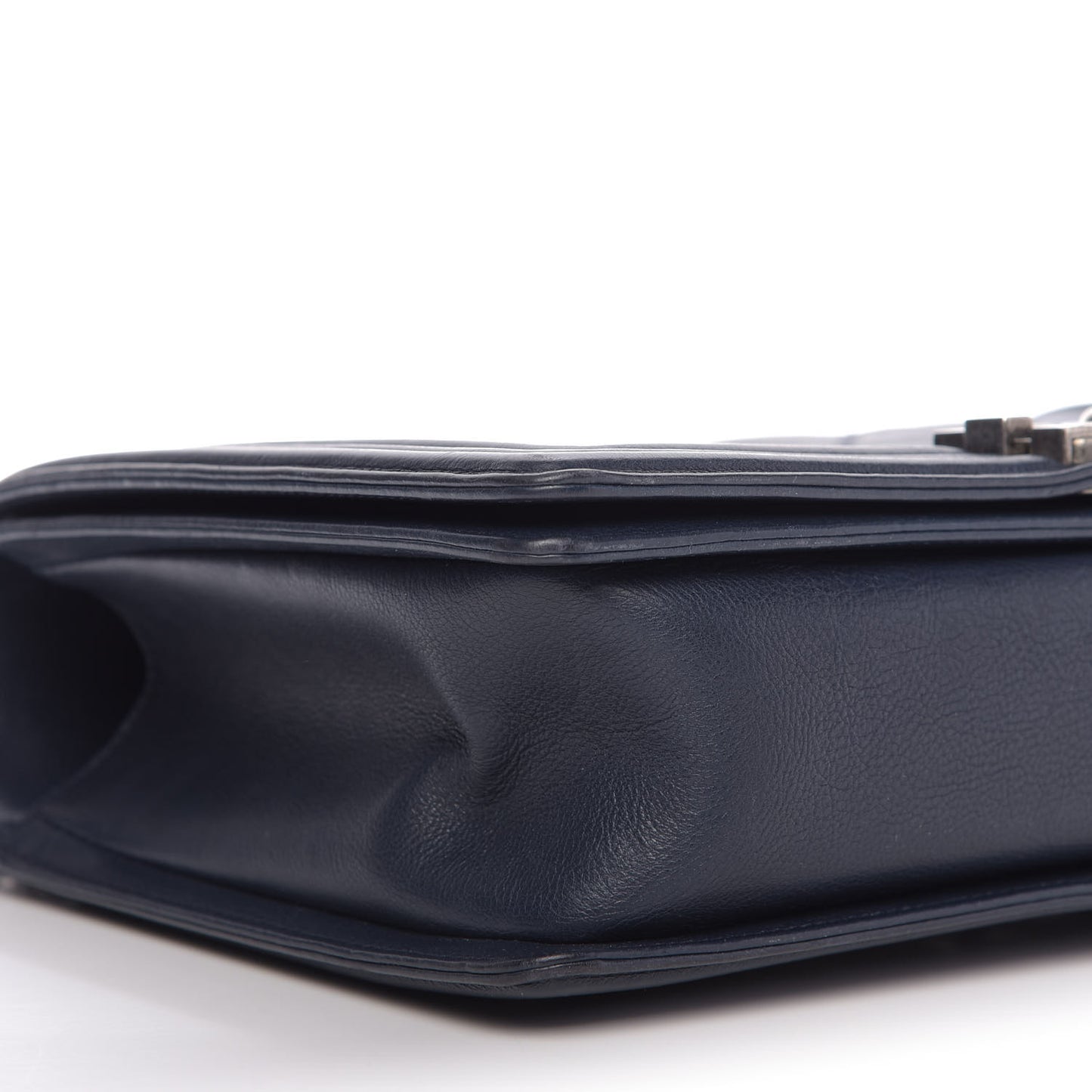 Calfskin Double Stitch New Medium Boy Flap Navy Blue