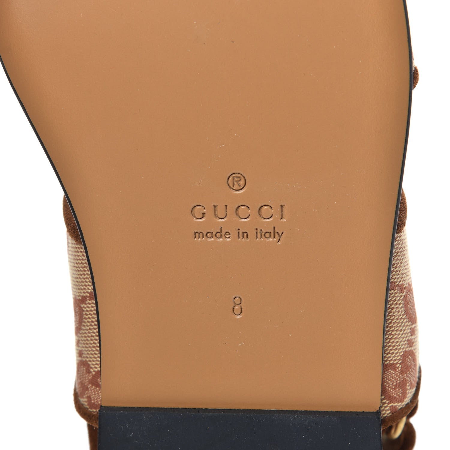 Gucci Canvas GG Monogram Mens Slingback Flat Sandals 8 Beige Ruggine Cuir 7 of 9