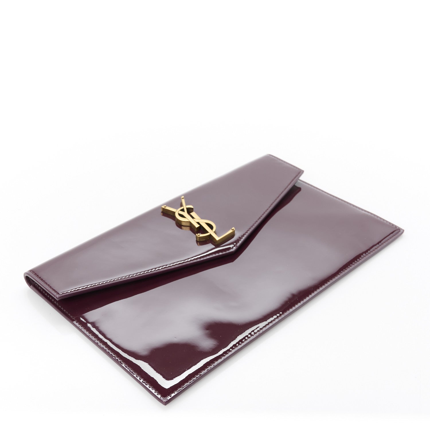 Saint Laurent Patent Calfskin Monogram Uptown Clutch Dark Red Wine 4 of 8